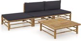 Decoways - 4-delige Loungeset met donkergrijze kussens bamboe