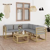 Decoways - 6-delige Loungeset met grijze kussens