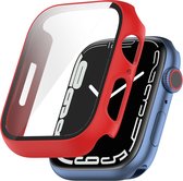 YONO Screen Protector Case geschikt voor Apple Watch Series 7 / 8 (45 mm) - Full Cover Bumper Hoesje iWatch - Rood