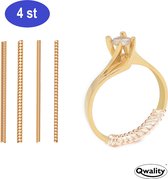 Ringverkleiner Set Goud - Goudkleurig - 4 STUKS van 10 cm + GRATIS zilverwerk doekje - Ring Verkleiner Onzichtbaar - Gouden Ring adjuster - Ideaal om een te grote ring weer passend