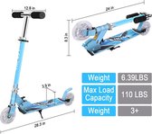 Scooter - 3-12 jaar oude kinderen - In hoogte verstelbaar - Kickstep - PU knipperende wielen - ABEC-5 lager aluminiumlegering - kunststof - blauw