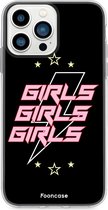Fooncase Hoesje Geschikt voor iPhone 13 Pro - Shockproof Case - Back Cover / Soft Case - Rebell Girls (sterretjes bliksem girls)