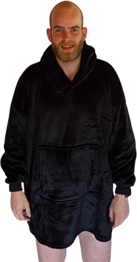 THUISTRUI - Warme huggles snuggie trui - fleece deken - zwart