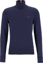 Tommy Hilfiger Pima Cotton Cashmere - heren coltrui katoen met kasjmier - donkerblauw (Desert Sky) -  Maat: L
