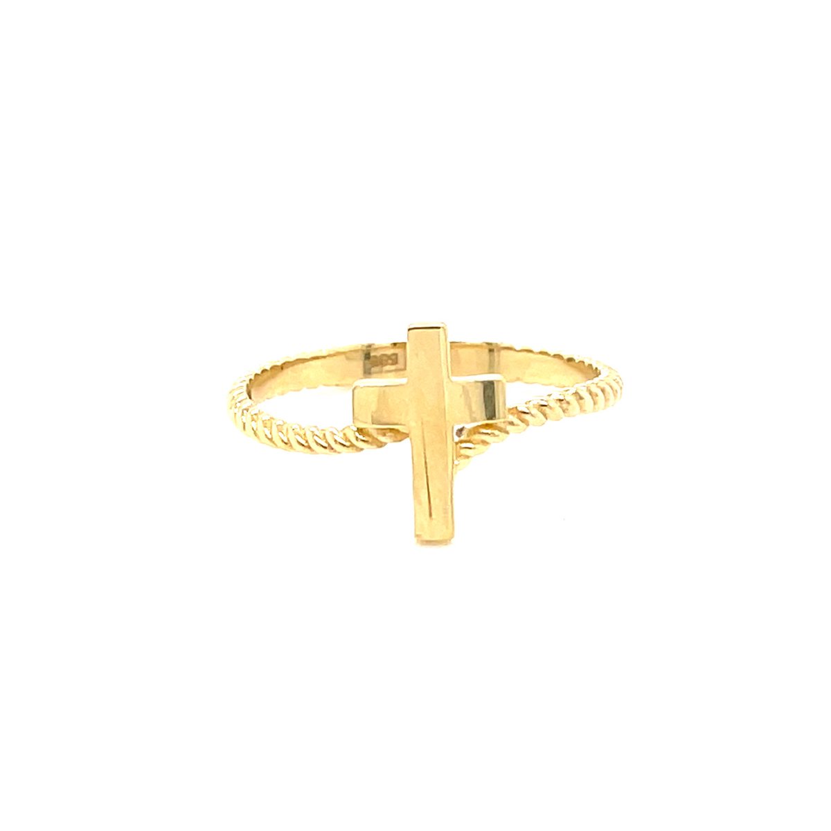 Ring met kruis DGW - Sieraden - Ring - Goud - 14kt - 1.6 gram - Dames - Maat 17.75