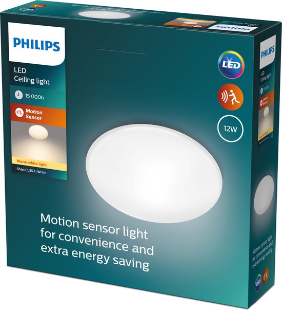Tenslotte Partina City ondernemer Philips Shan plafonnière - met sensor - warmwit licht - 12 W | bol.com