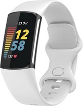 By Qubix - Geschikt voor Fitbit Charge 5 - Fitbit Charge 6 Sportbandje met dubbele lus - Wit - Maat: S - Smartwatch Band - Horlogeband - Polsband