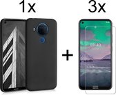 Nokia 5.4 hoesje zwart siliconen case hoes cover hoesjes - 3x Nokia 5.4 screenprotector