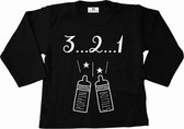 Shirt met tekst oud en nieuw-3.2.1 poppin bottles-T-shirt zwart nieuwjaar kind-Maat 62