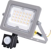 LED Bouwlamp met Sensor - Aigi Zuino - 20 Watt - Natuurlijk Wit 4000K - Waterdicht IP65 - Kantelbaar - Mat Grijs - Aluminium - BSE