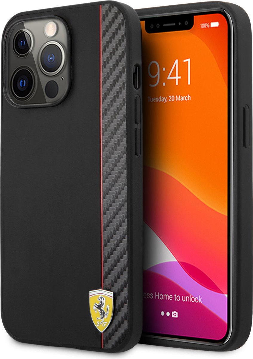 Zwart hoesje van Ferrari - Hardcase Backcover - iPhone 13 Pro Max - Carbon
