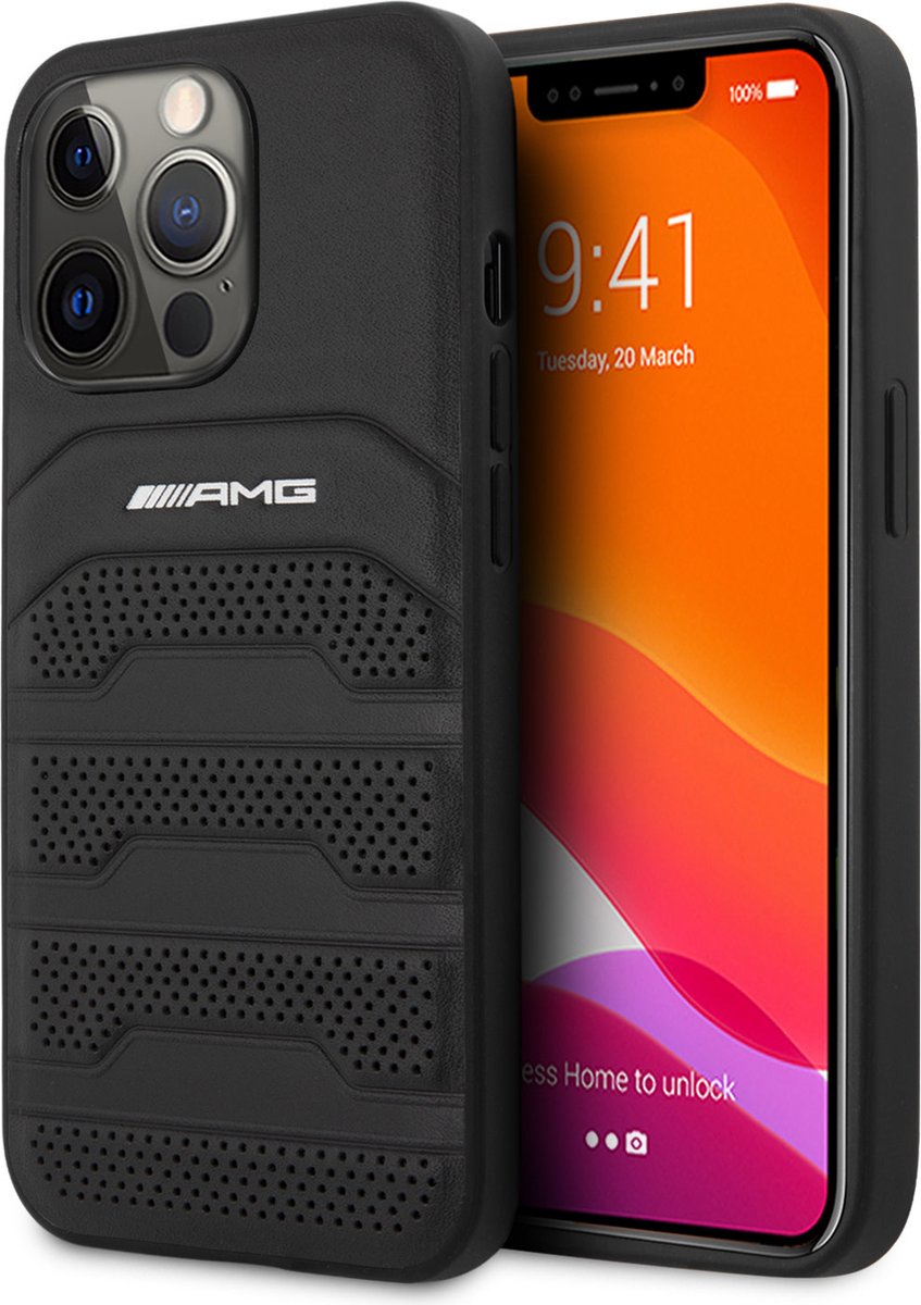 iPhone 13 Pro Max Backcase hoesje - Mercedes-Benz - Effen Zwart - Leer