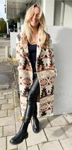 Jas Alayah - Lange Jas met Aztec Print - Beige