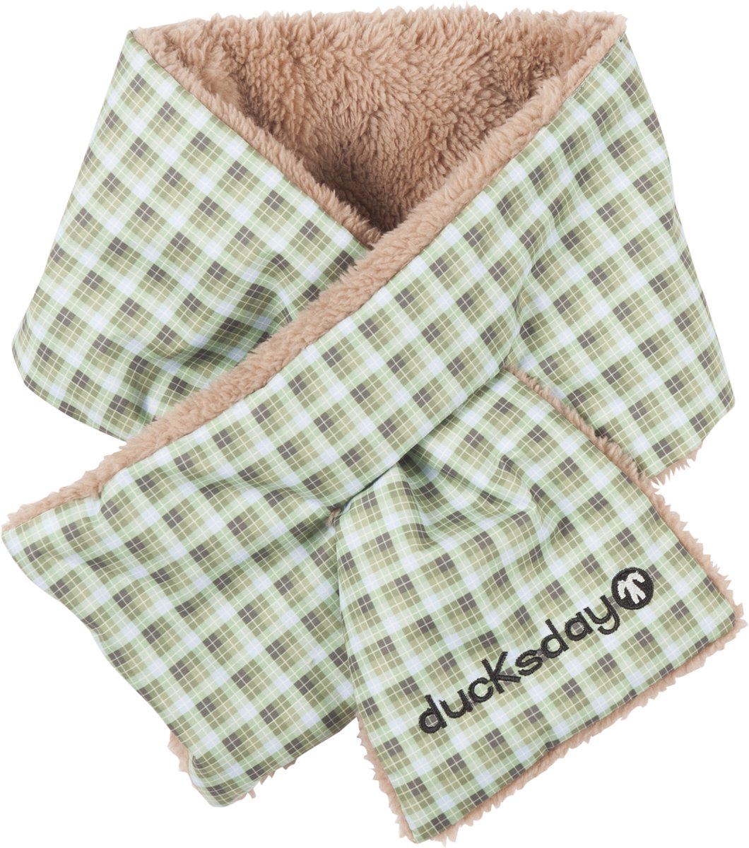 Ducksday- Sjaal - Kinderen - Volwassenen Groen - Beige - Groovy - Large - Fleece gevoerd - warm - promo