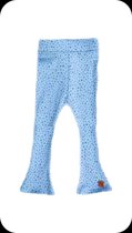 Flared broek glitter blauw 5 cm langer