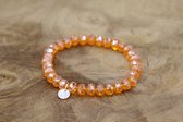 Bubbels Sieraden crystal armband  fire opal orange pearl shine - oranje - Maat one size