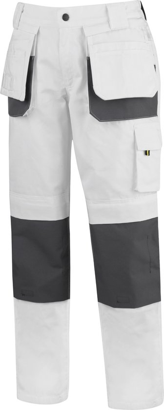 HASHOOB Schildersbroek Voor Heren – Witte Cargobroek, Stevig Katoen, Veel Zakken, Verstelbare Taille – Ademend En Licht – Perfect Voor Schilders, Klussers En Bouwvakkers