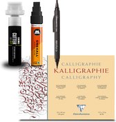 Complete Kalligrafie set - zwarte kalligrafiestiften en kalligrafiepapier - Grog Cutter - Molotow ONE4ALL™ - Itoya Doubleheader - Clairefontaine Kalligrafieblok