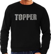 Glitter Topper foute trui zwart met steentjes/ rhinestones voor heren - Glitter kleding/ foute party outfit L