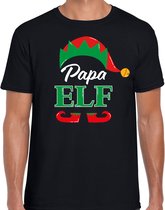 Papa elf fout Kerst t-shirt - zwart - heren - Kerstkleding / Kerst outfit L