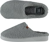 Heren instap slippers/pantoffels teddy wol grijs maat 45-46
