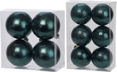 Kerstversiering set circel-motief kerstballen in het petrol blauw 6 en 8 cm pakket - 26x stuks