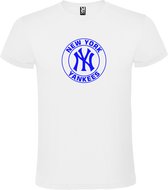Wit T-Shirt met “ New York Yankees “ logo Blauw Size XXL