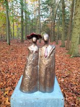 Tuinbeeld Keramiek kleur Brons Echtpaar rechtstaand