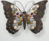 Vlinder - Wandobject - Bruin - 45 cm - Tuin - Binnen