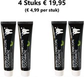 Charcoal Mint Tandpasta - 4 TUBES - Witte Tanden - Houtskool Tand Bleker - Charcoal Toothpaste - Teeth Whitening - Charcaol Tandpasta Whitening - Frisse Adem - Bamboe Tandsteen ver