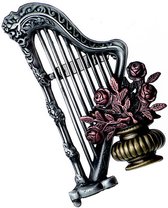 Drie kleuren broche harp/roos