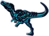 Dinosaurus T-Rex Blauw strijkapplicatie strijk embleem - patch - patches - stof & strijk applicatie
