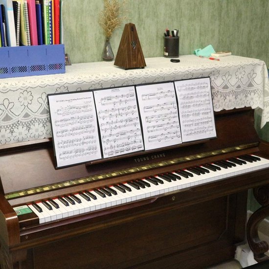 Bladmuziekmap A4 Bladmuziekbinder 4 Pagina's Uitbreiden 52 Pagina's Capaciteit Afneembare Bladmap voor Toetsenbord Viool Cello