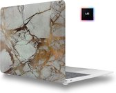MacBook Air 13 Inch Hard Case - Hardcover Shock Proof Hardcase Hoes Macbook Air M1 2020 (A2337) Cover - Marble White/Gold