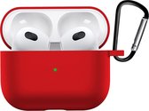 Case Geschikt voor AirPods 3 Hoesje Siliconen Hoes Cover - Hoes Geschikt voor Apple AirPods 3 Case Siliconen - Rood