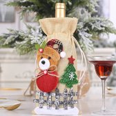 Cadeauverpakking - Wijnfleshouder - Wijnfles decoratie - Kerst decoratie - Wijnzak - Kerstversiering - Wijnfles cadeauverpakking