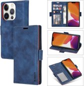 GSMNed – Hoogwaardig iPhone 13 Pro Hoesje Blauw – Luxe Leren Pu Hoesje – 3 pasjes houder – Bekus hoesje – magnetische sluiting