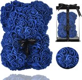 ZeyMem | Rozen beer Blauw Incl. Gift Box | 25 cm | Valentijnsdag cadeau | Moederdag | Roos | Cadeau | Bloem | Verjaardag | Jubilea | Cadeau Voor haar | Valentijn | Rozenbeer