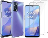 Hoesje geschikt voor Oppo A16 / A16s - Transparant Backcover Shockproof Case + 2x Glas Screen Protector
