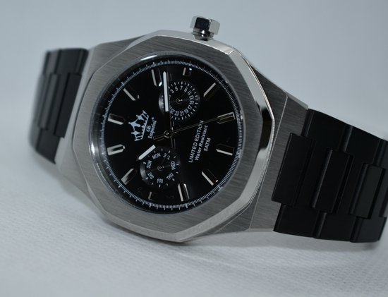 Montre chronographe pour homme en acier inoxydable avec bracelet en verre Saffer inoxydable 5ATM (résistant à la pluie et aux éclaboussures) - GS Imperial®