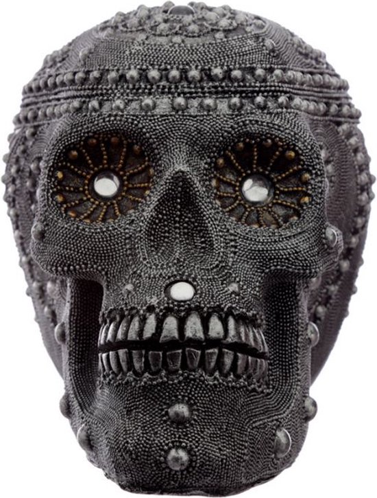 Puckator - schedel - skull - zilverkleur met kralen - schedel decoratie - large