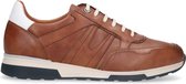 Van Lier - Heren - Cognac leren sneakers met donkerblauwe details - Maat 44