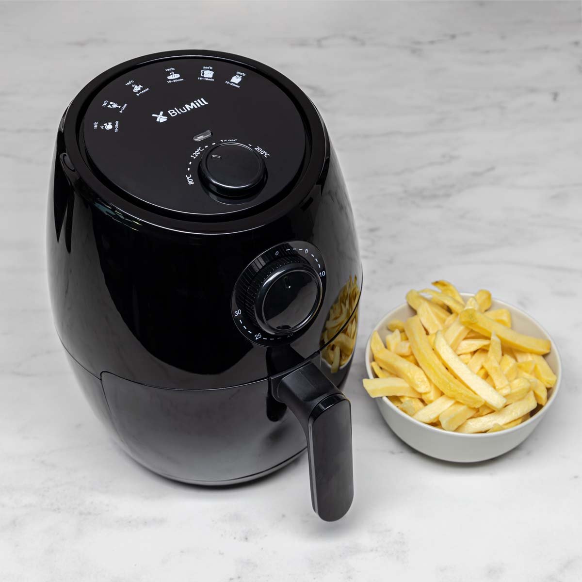 BluMill Mini Airfryer - Compacte Heteluchtfriteuse - Airfyer 2 Personen -  1000W - 2L | bol