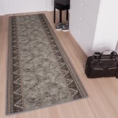 Tapiso Antislip Rubber Mat Grijs Abstract Klassiek Rubbermat Tapijt Maat- 120x250