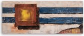 Trend24 - Canvas Schilderij - Blauwe Lijnen - Schilderijen - Abstract - 90x30x2 cm - Bruin