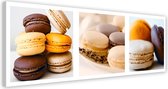 Trend24 - Canvas Schilderij - Dessert Macarons - Set - Schilderijen - Voedsel - 120x40x2 cm - Meerkleurig