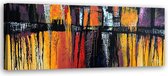 Trend24 - Canvas Schilderij - Vurige Abstract - Schilderijen - Abstract - 90x30x2 cm - Oranje