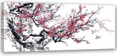 Trend24 - Canvas Schilderij - Japanse Kersenbloesems - Schilderijen - Bloemen - 120x40x2 cm - Zwart