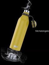 i-Drink- B-Evo - Giallo Michelangelo - geel - thermofles 500 ml - roestvrij staal - houdt warme dranken tot 12 uur warm en koude dranken tot 20 uur fris - verwijderbare bodem ideaal om binnenin schoon te maken