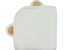 Mon Avenir - Baby Badcape met Beertje Capuchon Bamboe - Wit - Extra Groot - 90 x 90 cm -  Beertje Badhanddoek - Dikte 500 GSM